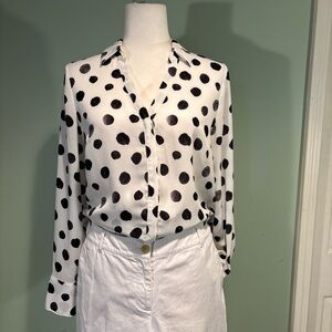 White and black Polka Dot Women's Blouse size S